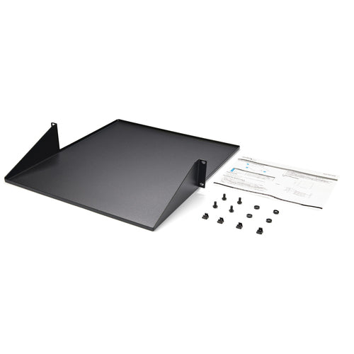 StarTech.com 2U Rack Mount Shelf - 20in Deep, 75lb Capacity, Black Steel