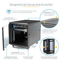 Rack Cabinet StarTech.com RK1536BKF 15U 800kg 29in Depth Enclosed 4-Post - RK1536BKF