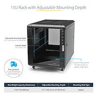 Rack Cabinet StarTech.com RK1536BKF 15U 800kg 29in Depth Enclosed 4-Post - RK1536BKF