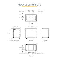 Rack Cabinet StarTech.com RK1536BKF 15U 800kg 29in Depth Enclosed 4-Post - RK1536BKF