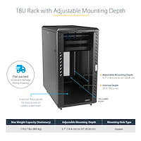 Rack Cabinet StarTech.com RK1836BKF 18U Lockable 800kg with Casters - RK1836BKF