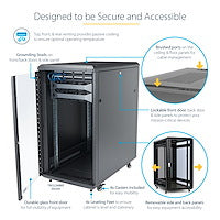 Rack Cabinet StarTech.com RK1836BKF 18U Lockable 800kg with Casters - RK1836BKF