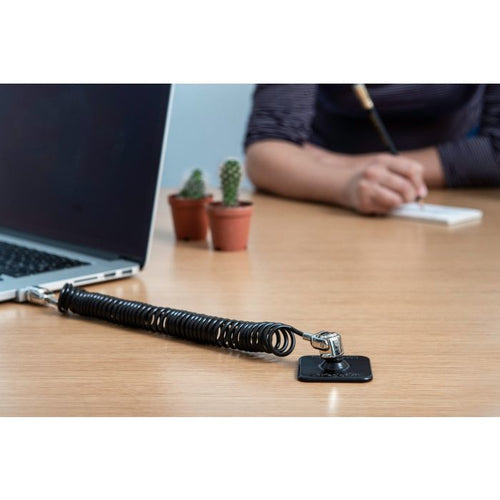 Cable Lock Compulocks Dual Head Coiled T-bar 2 Keys Black