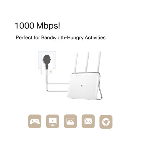 PowerLine Adapter TP-Link TL-PA7017P 1000 Mbit/s Gigabit Ethernet Passthrough - TL-PA7017P KIT