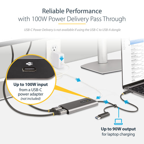 USB-C to Dual HDMI Adapter 4K 60Hz 100W Power Delivery StarTech.com