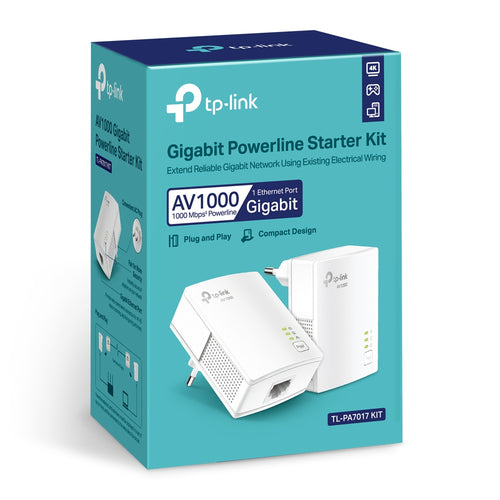 PowerLine Network Adapter TP-Link TL-PA7017 1000 Mbps Gigabit Ethernet HomePlug AV2
