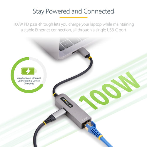 USB-C Ethernet Adapter StarTech.com 2.5GbE 100W Power Delivery Grey
