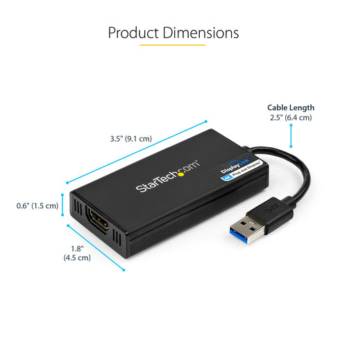 USB Graphics Adapter 4K Ultra HD HDMI DisplayLink Certified USB 3.0 Type-A for Mac & Windows