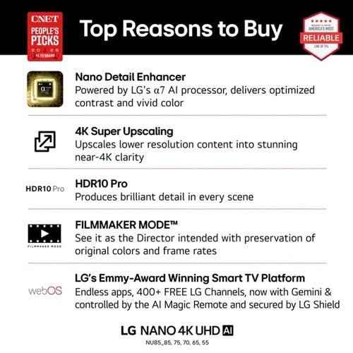 LG NANO 4K UHD AI 75NU850BPUA TV