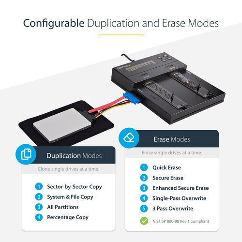StarTech.com SM2DUPE11 M.2 SATA & NVMe Duplicator - HDD/SSD Cloner & Eraser