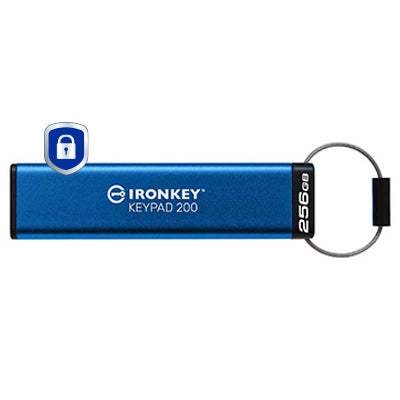 USB Flash Drive Kingston Technology IronKey Keypad 200 256GB AES-256 Encrypted USB Type-A 145 MB/s - IKKP200/256GB