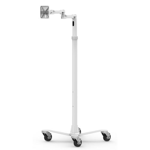 Medical Rolling Cart VESA Compatible Adjustable Height White
