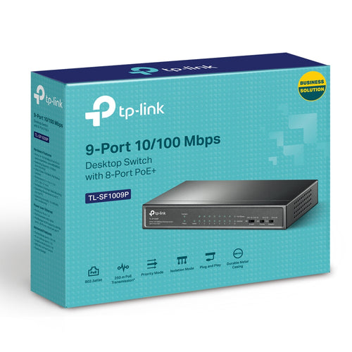 Network Switch TP-Link TL-SF1009P 9-Port 10/100Mbps 8-Port PoE+ Unmanaged - TL-SF1009P