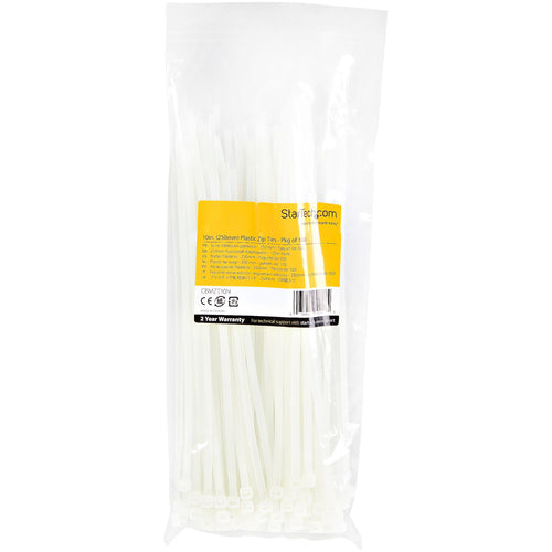 Cable Ties 10 inch Nylon Self Locking 50lb Tensile Strength White 100 Pack