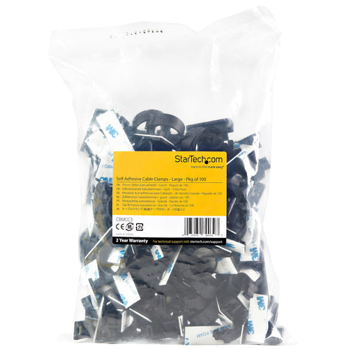 Cable Management Clips StarTech.com 100 Adhesive Black Nylon Self Adhesive UL/94V-2 Fire Rated - CBMCC3