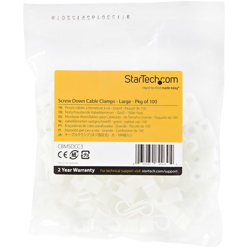 Cable Clamp StarTech.com CBMSDCC3 100 Pack Nylon 7.9mm Bundle Capacity Screw Mount