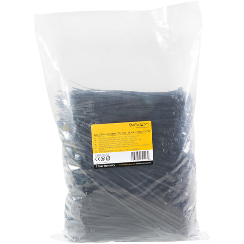 Cable Tie StarTech 6-Inch Nylon 1000-Pack 40lbs Black