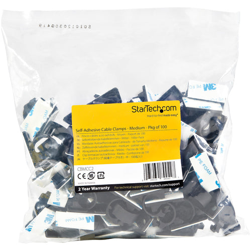 Cable Management Clips StarTech CBMCC2 100 Nylon Self-Adhesive Fire Rated Black