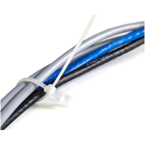 Cable Ties with Mounting Hole 4 Inch Nylon 66 18lb Tensile Strength White Pack of 100