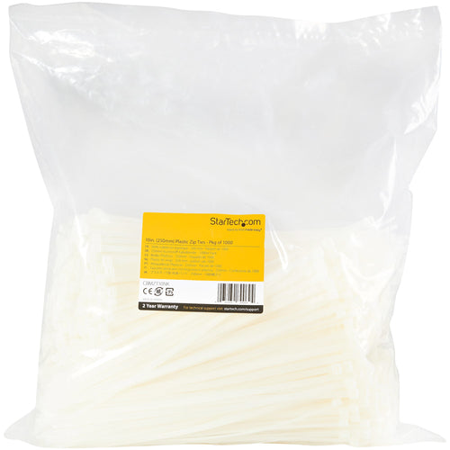 Cable Tie StarTech.com CBMZT10NK 10" 50lb Tensile Strength Nylon Releasable - CBMZT10NK