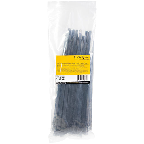 Cable Tie StarTech CBMZTRB10BK 10-Inch 50lb Tensile Releasable Nylon 100 Pack
