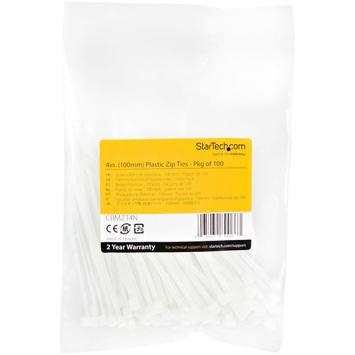 Cable Ties StarTech.com 4-Inch Nylon 100 Pack Self-Locking 18 lbs