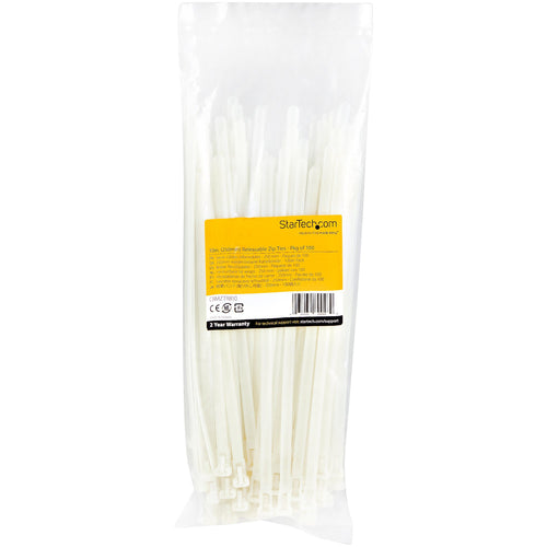 StarTech.com Reusable Cable Tie 10" | 50lb Strength | 100 Pack | White