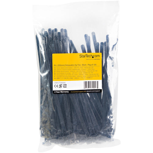 Cable Tie StarTech.com CBMZTRB8BK 8-Inch Nylon 50 lb Black Pack of 100