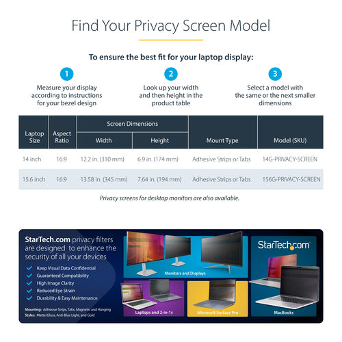 14 Inch Laptop Privacy Screen Filter Reversible Gold Anti-Glare
