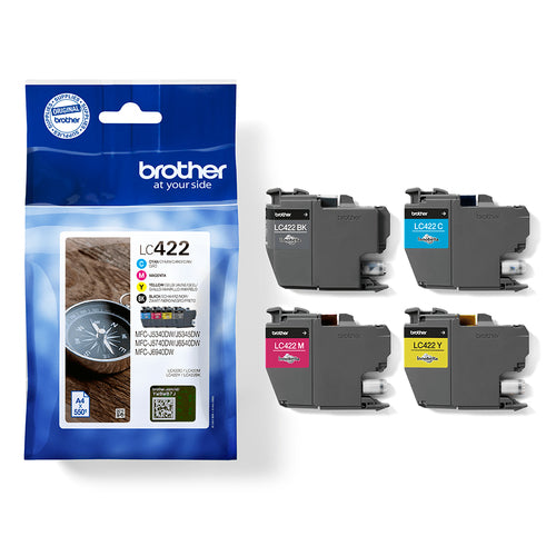 Ink Cartridge Brother LC422VAL Black Cyan Magenta Yellow 4-Pack 550 Pages - LC422VAL