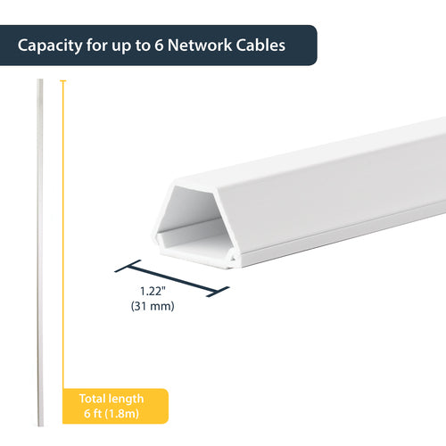 Cable Raceway Duct 6ft 2-Piece Mounting Kit White PVC