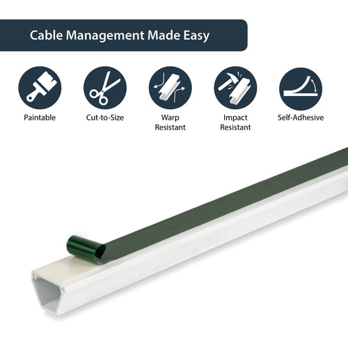 Cable Raceway Duct 6ft 2-Piece Mounting Kit White PVC