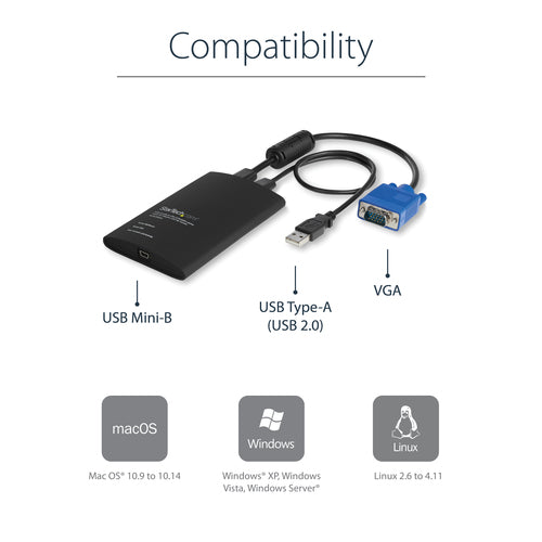 KVM Switch StarTech.com NOTECONS02 Full HD 1920x1200 USB Adapter