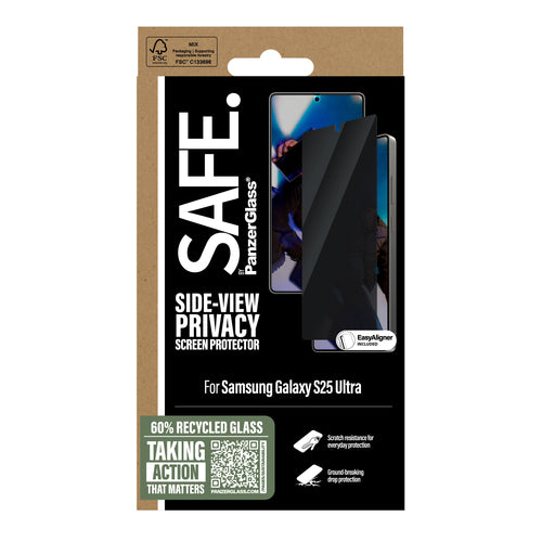 PanzerGlass SAFE. by ® 2-Way Privacy Screen Protector Samsung Galaxy S25 Ultra | Ultra-Wide Fit w. EasyAligner