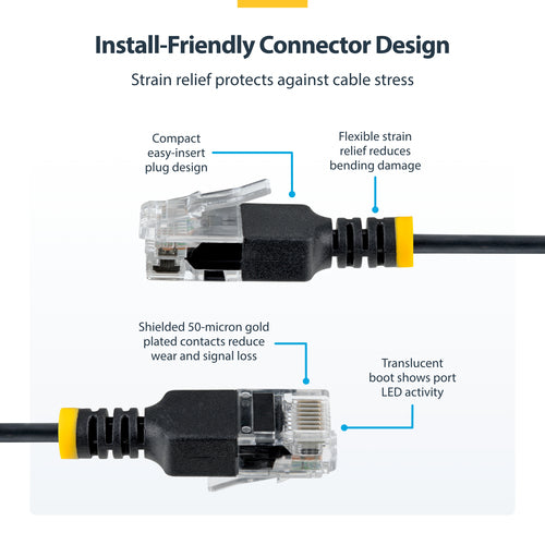 Networking Cable StarTech.com N6APATUTP34BKS 50cm Cat6A U/UTP RJ45 Patch Cord - N6APATUTP34BKS50CM