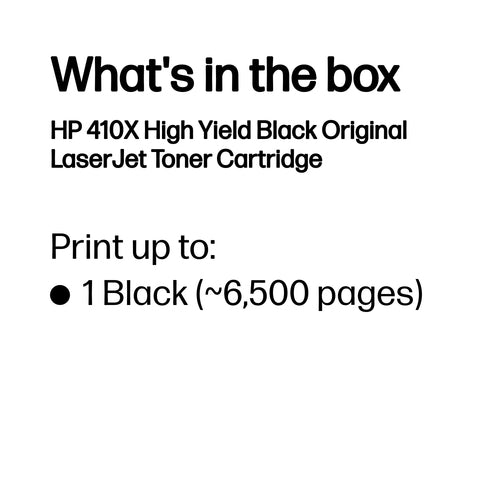 High Yield Black LaserJet Toner Cartridge 6500 Pages HP 410X