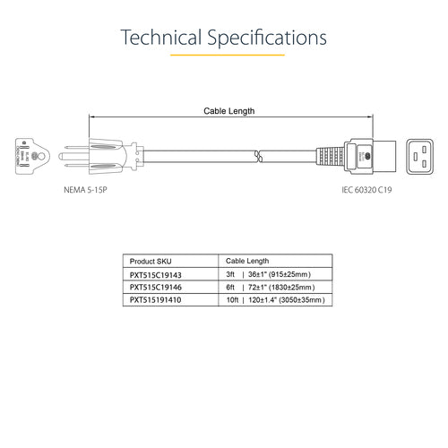 StarTech.com PXT515C19146 power cable