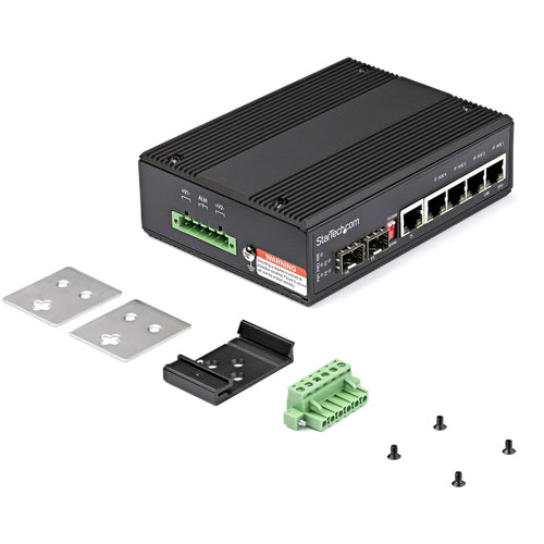 Network Switch StarTech IES1G52UP12V 6-Port Gigabit PoE+ 30W SFP Unmanaged
