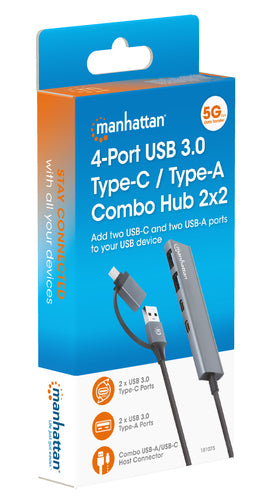 USB-C USB-A Hub Manhattan 181075 4 Ports 5Gbps Aluminium