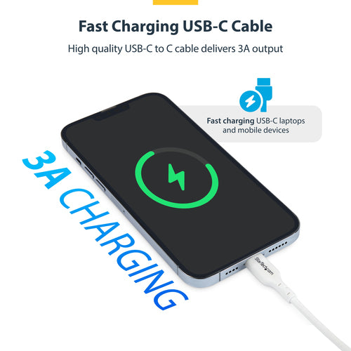 USB-C Charging Cable StarTech.com 3m 60W 3A Power Delivery USB 2.0 - USB2CC3MWHE