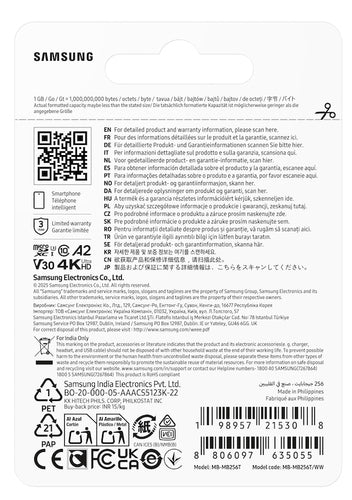 Memory Card Samsung T7 256GB microSDXC UHS-I 170MB/s Class 3 - MB-MB256T/WW