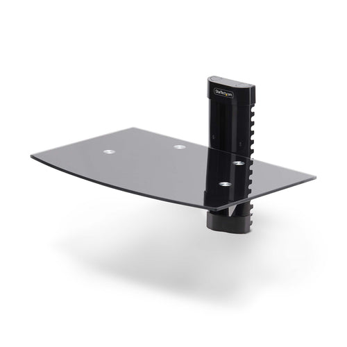 AV Equipment Shelf StarTech.com 1B-WALL-MOUNT-SHELF Black Tempered Glass Adjustable Height