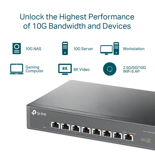 10G Unmanaged Ethernet Switch TP-Link 8-Port Rackmount 1U