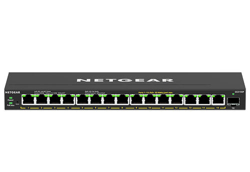 Network Switch NETGEAR GS316EP Managed Gigabit PoE Wall Mountable - GS316EP-100UKS