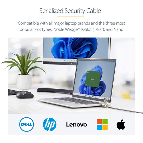 Cable Lock 6.6ft for Laptop Security - StarTech.com Universal Laptop Lock TAA Compliant