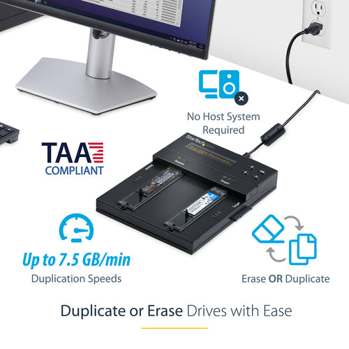 StarTech.com SM2DUPE11 M.2 SATA & NVMe Duplicator - HDD/SSD Cloner & Eraser