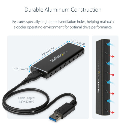 M.2 SSD Enclosure StarTech.com SM2NGFFMBU33 USB 3.0 5Gbps UASP Black - SM2NGFFMBU33