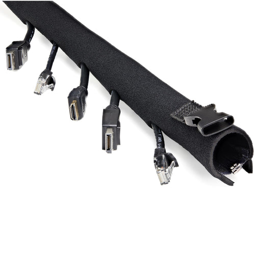 StarTech.com Neoprene Cable Management Sleeve 40" - Flexible Organizer for Computer & AV Cords - Black