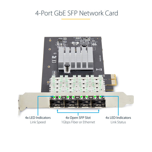 Network Card StarTech 4-Port GbE SFP Intel I350-AM4 PCIe 2.0
