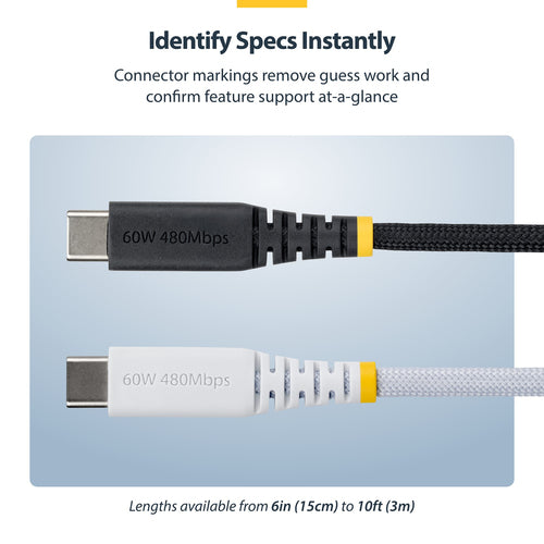 USB-C Charging Cable 3ft 60W PD Dual-Layer Braided Nylon 5-Pack